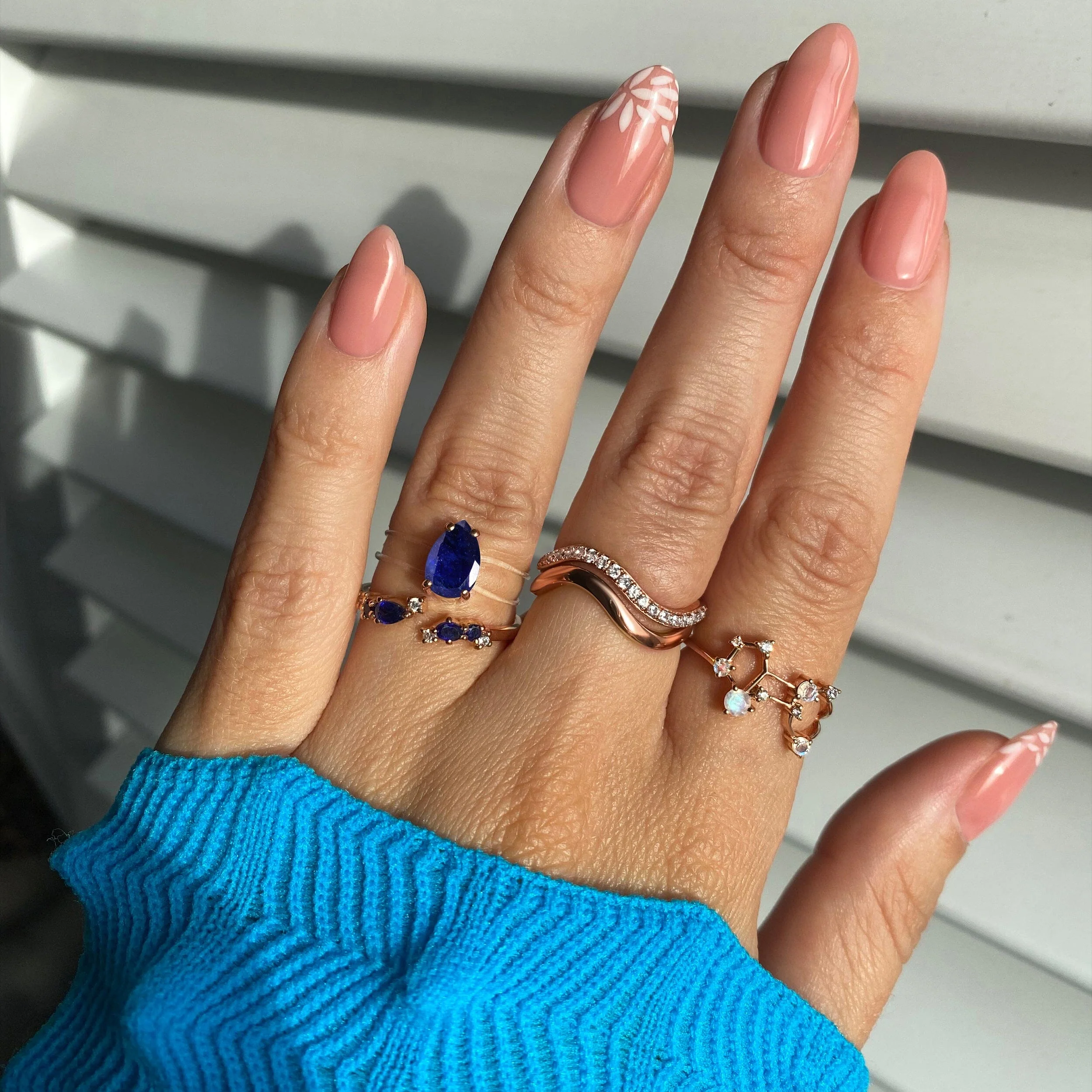 Adjustable Blue Sapphire Ring Flourish - September Birthstone - Image 6