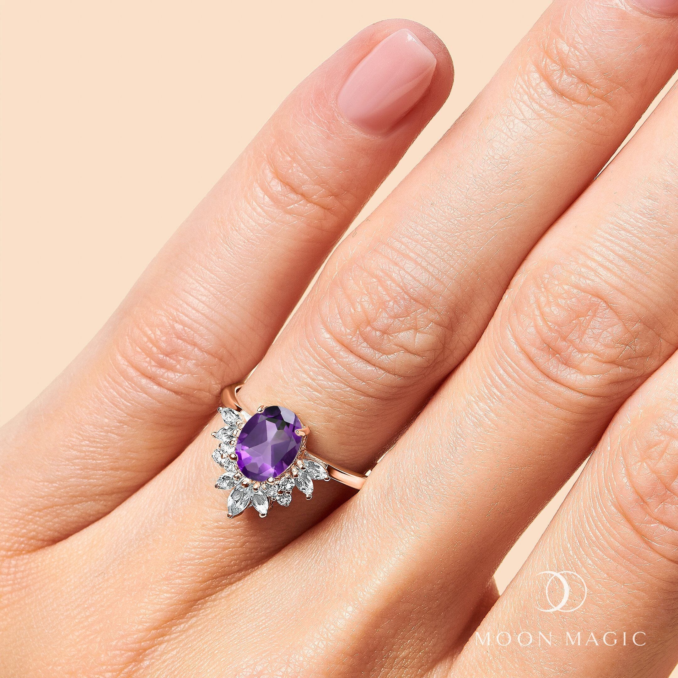 Amethyst White Zircon Ring - Manon - Image 4