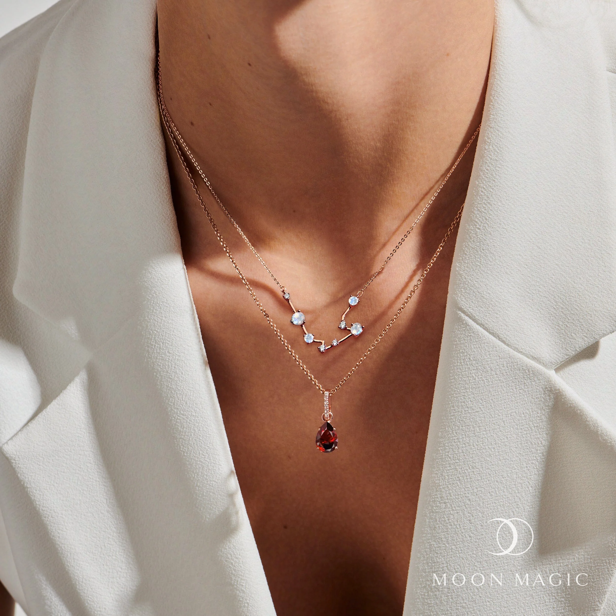 Aquarius Zodiac Constellation & January Birthstone Necklaces - Image 6