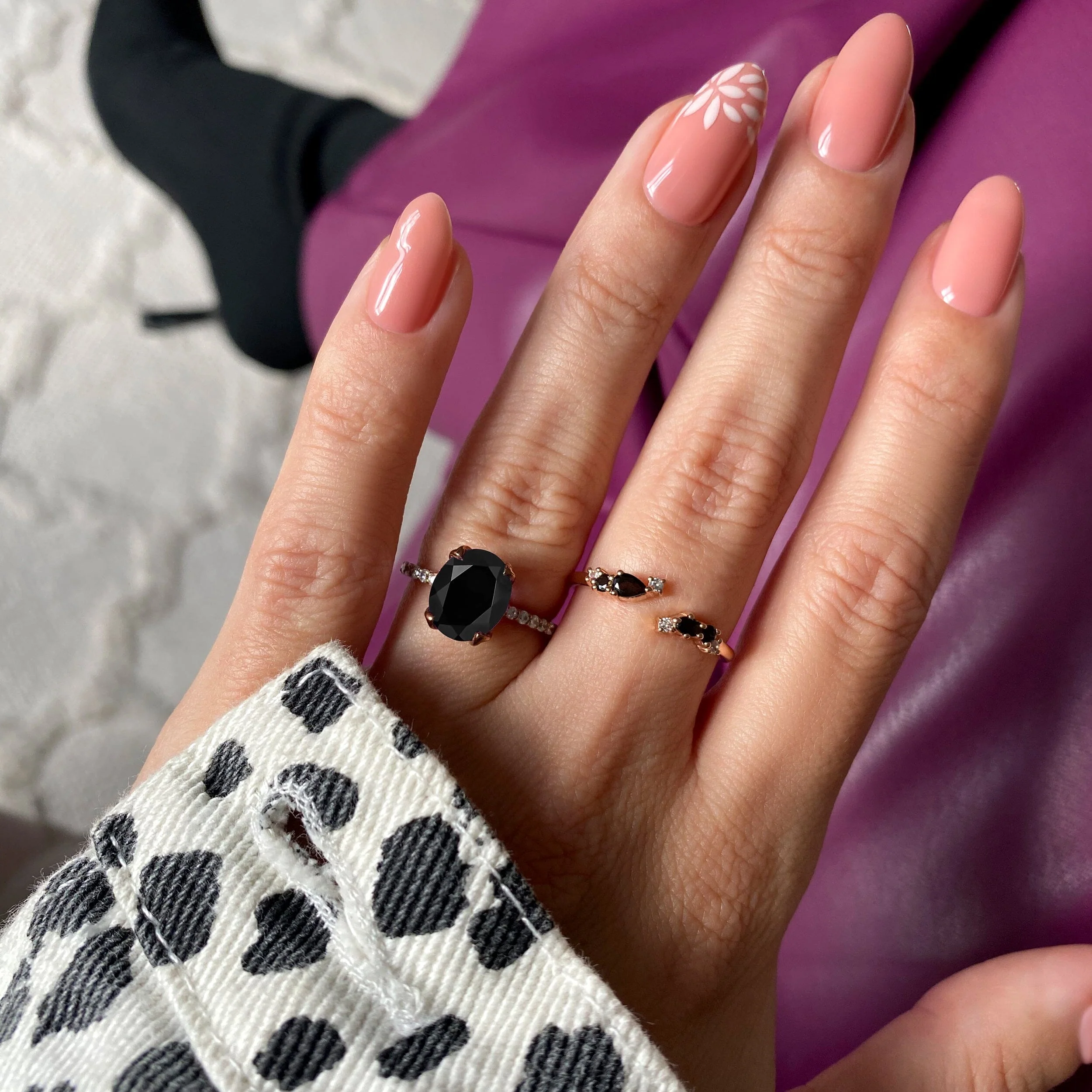 Black Obsidian Black Onyx Harlow & Flourish Rings - Image 6