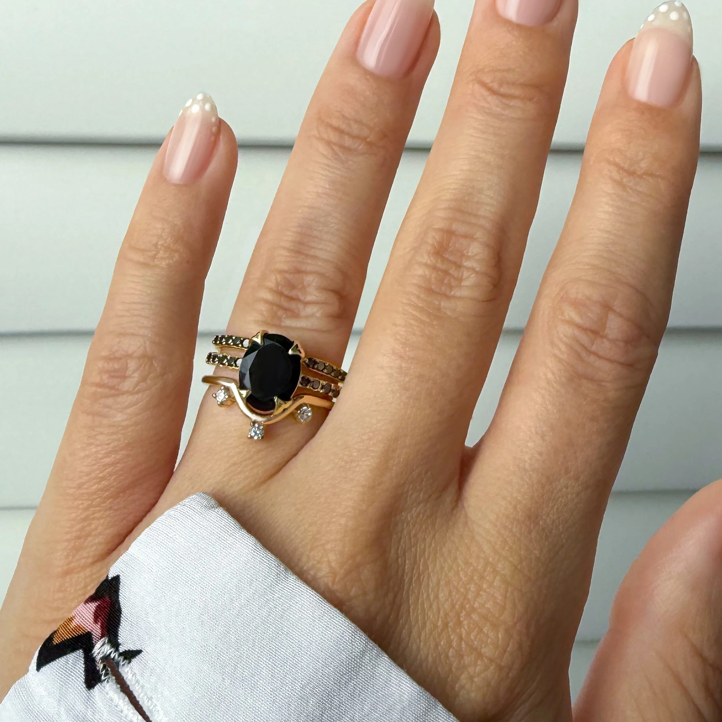 Black Obsidian Black Spinel Harlow Ring & Twinkling Band & Archer Band - Image 6