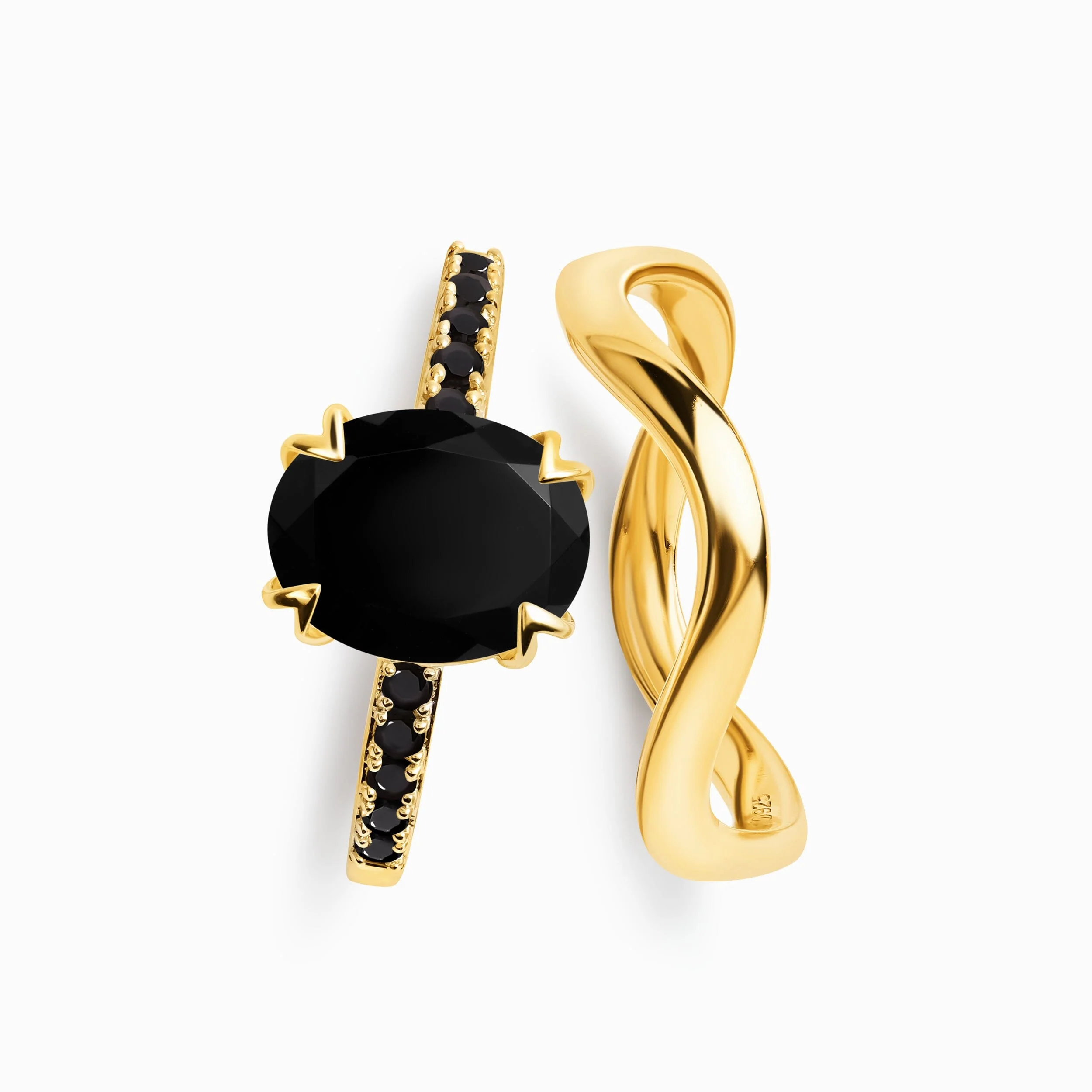 Black Obsidian Black Spinel Harlow Ring & Waves Band - Image 5