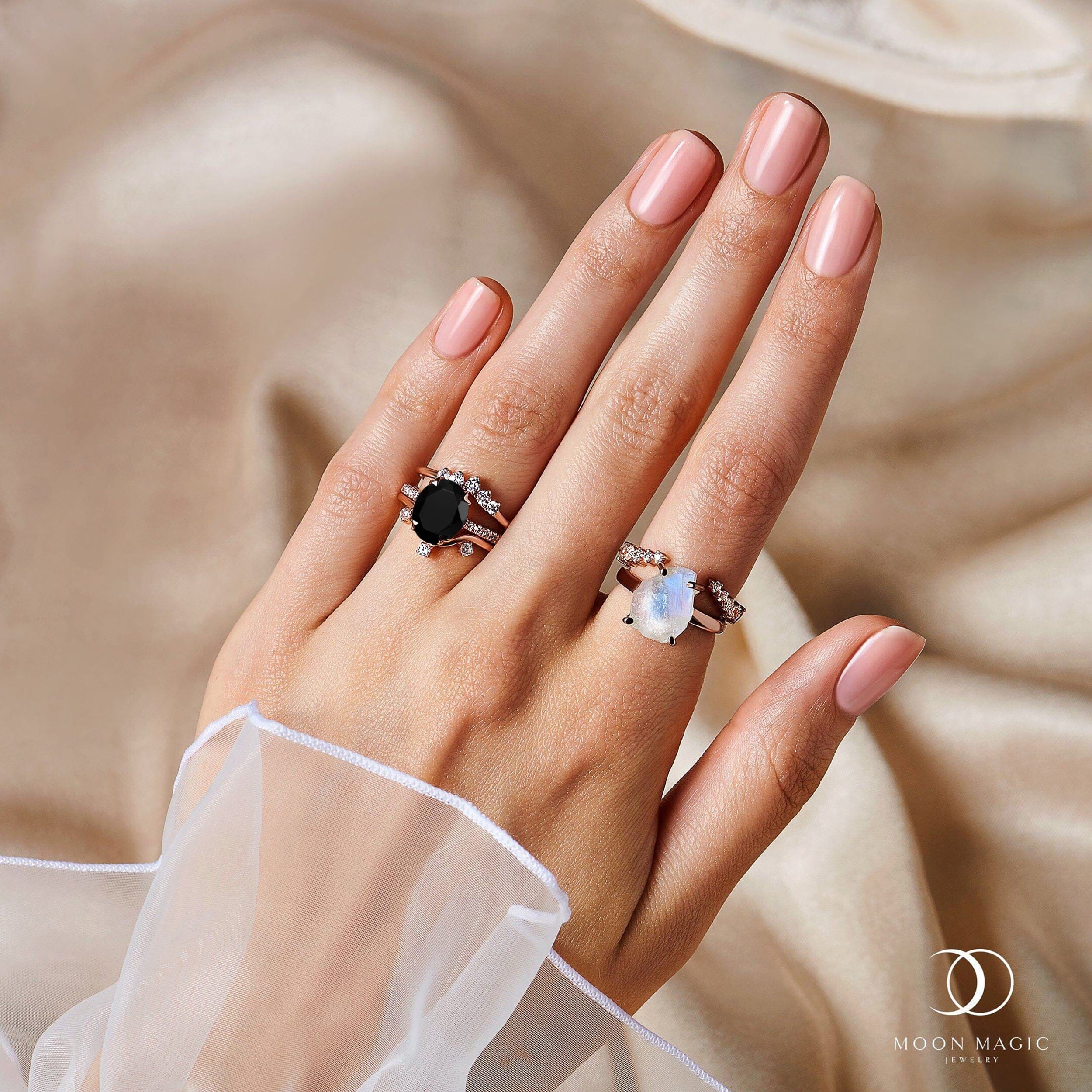 Black Obsidian Harlow Ring & Wreath Band & Archer Band - Image 15