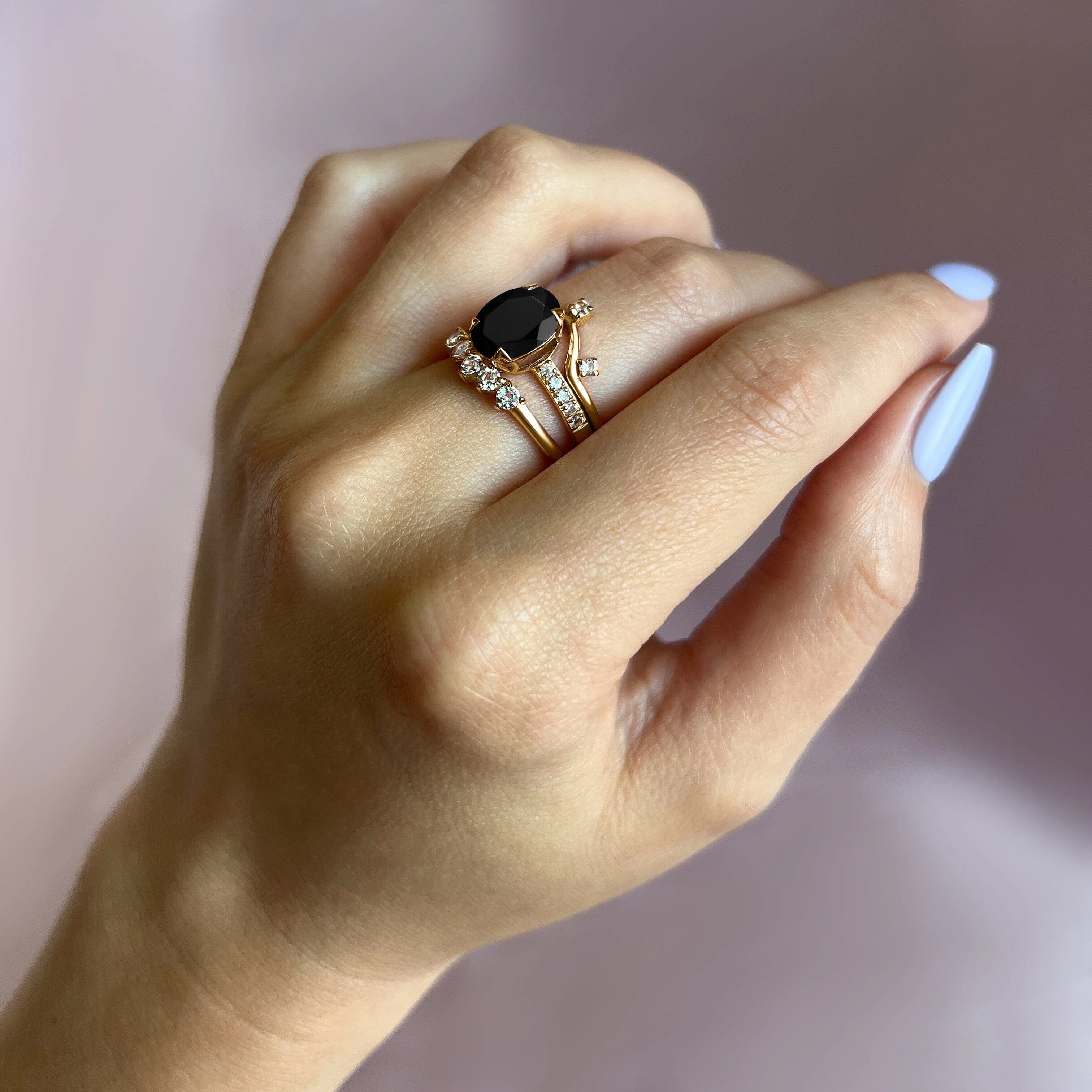 Black Obsidian Harlow Ring & Wreath Band & Archer Band - Image 18