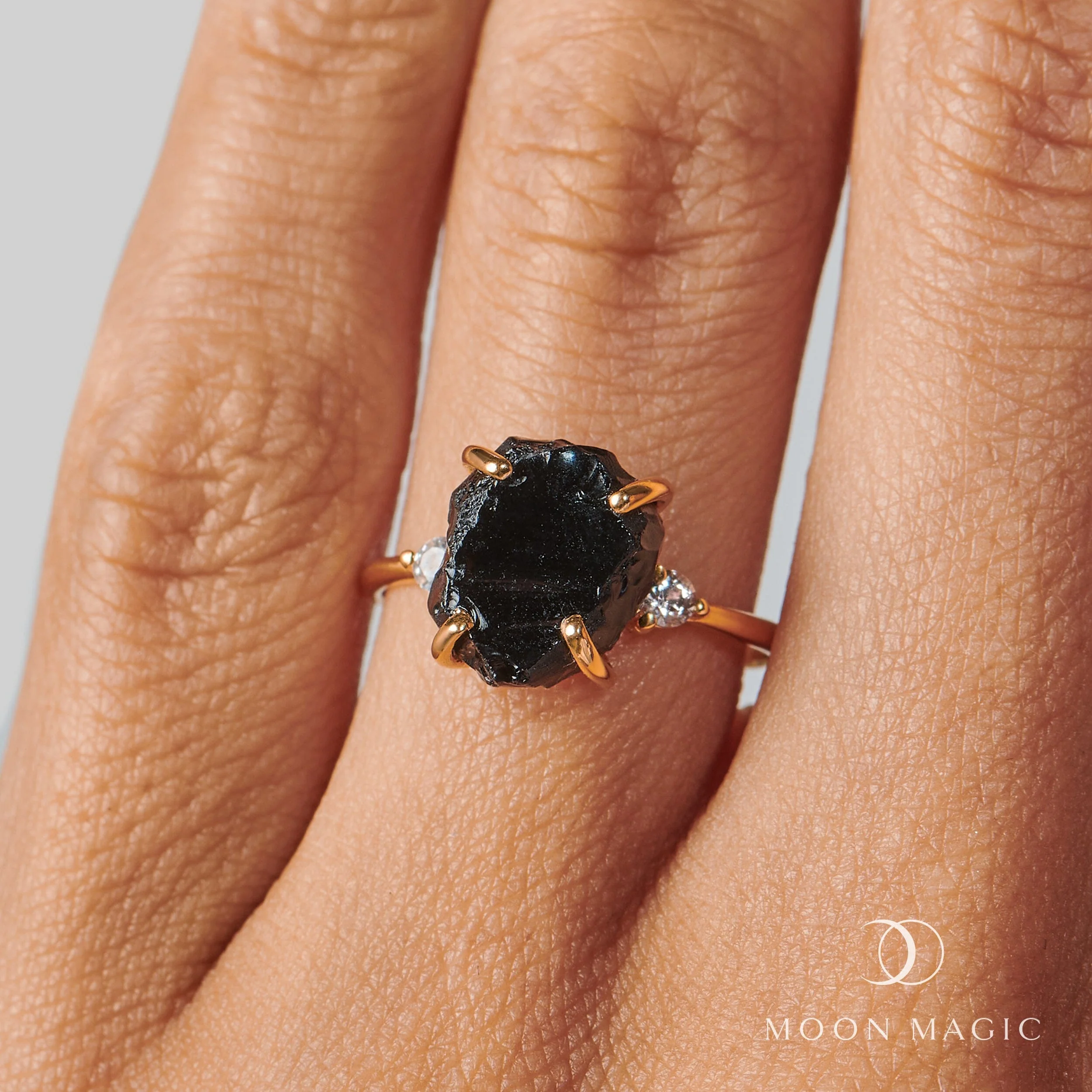 Black Obsidian Lab Diamond Ring - Raw Allure - Image 6