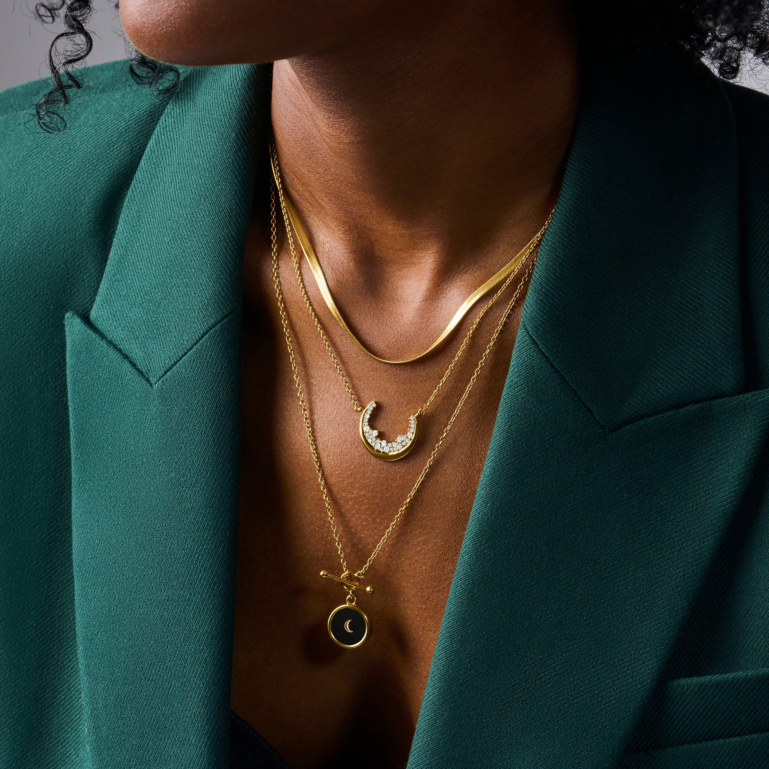 Black Obsidian T-Lock Necklace - Dream & Necklace - Herringbone Chain - Image 9