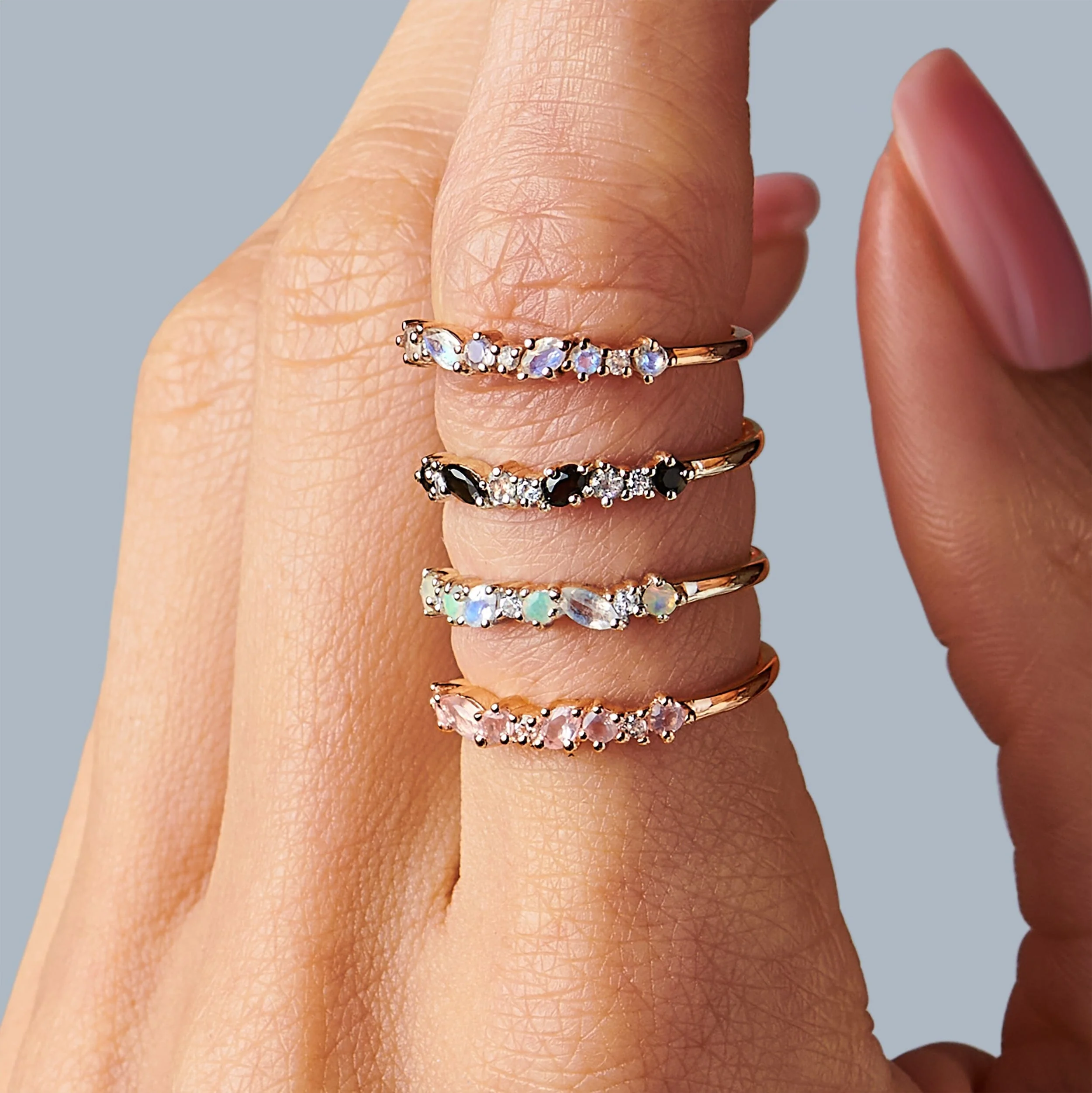Black Obsidian White Zircon Ring - Grace - Image 14