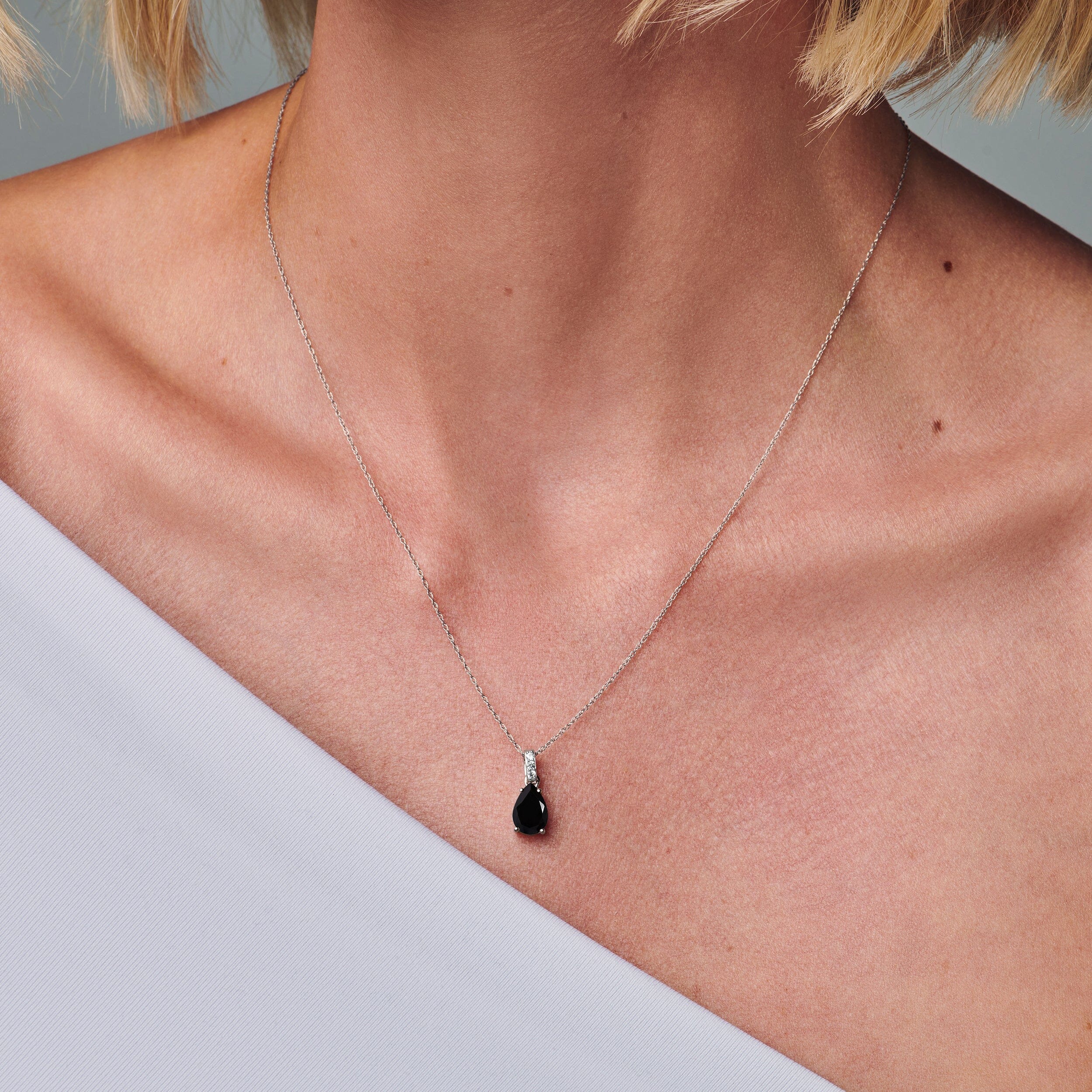 Black Onyx Diamond Necklace Sway - December Birthstone - Image 2