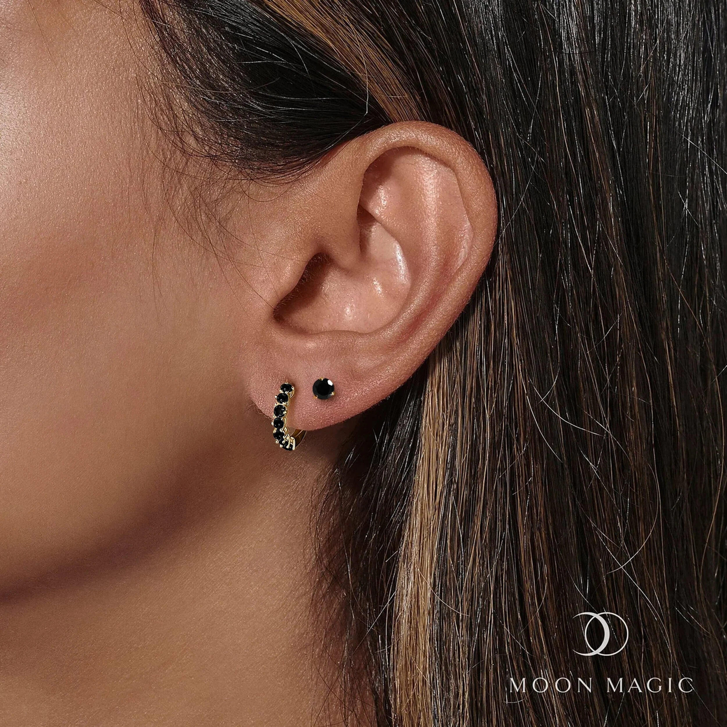 Black Onyx Hoop Earring Set - High Vibes - Image 6