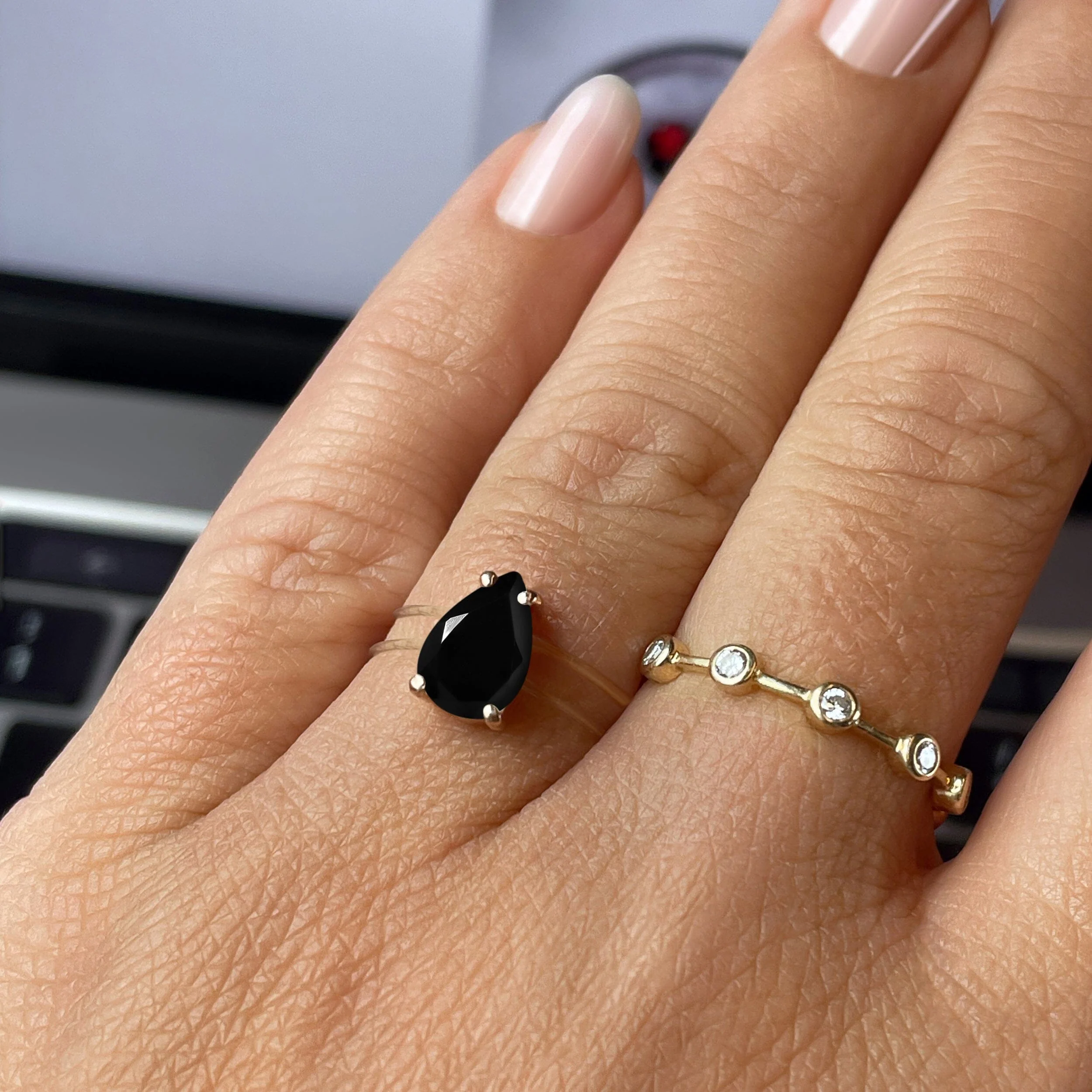 Black Onyx Ring Floating Sway - December Birthstone - Image 11