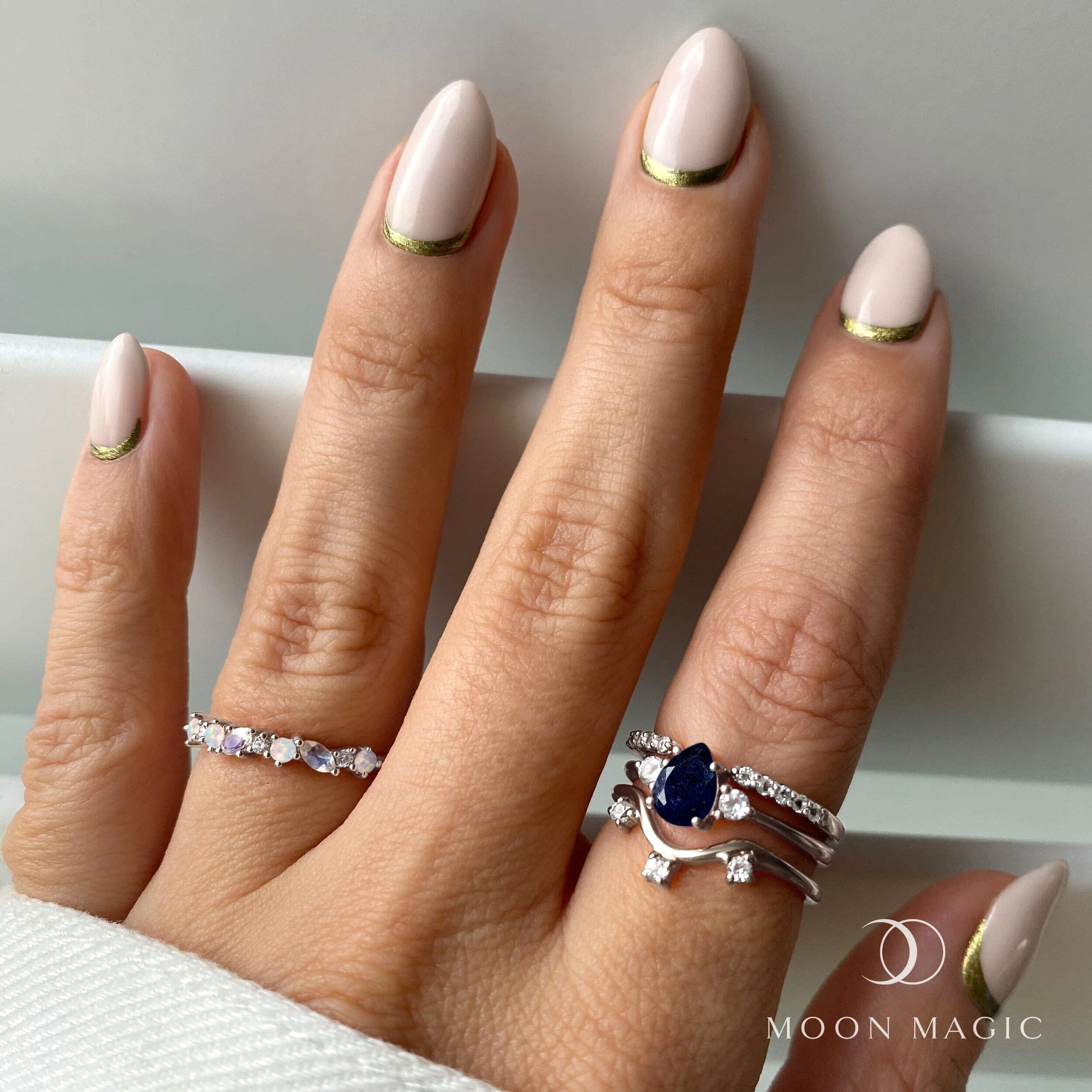 Blue Sapphire Lania Ring & Twinkling Band - Image 8