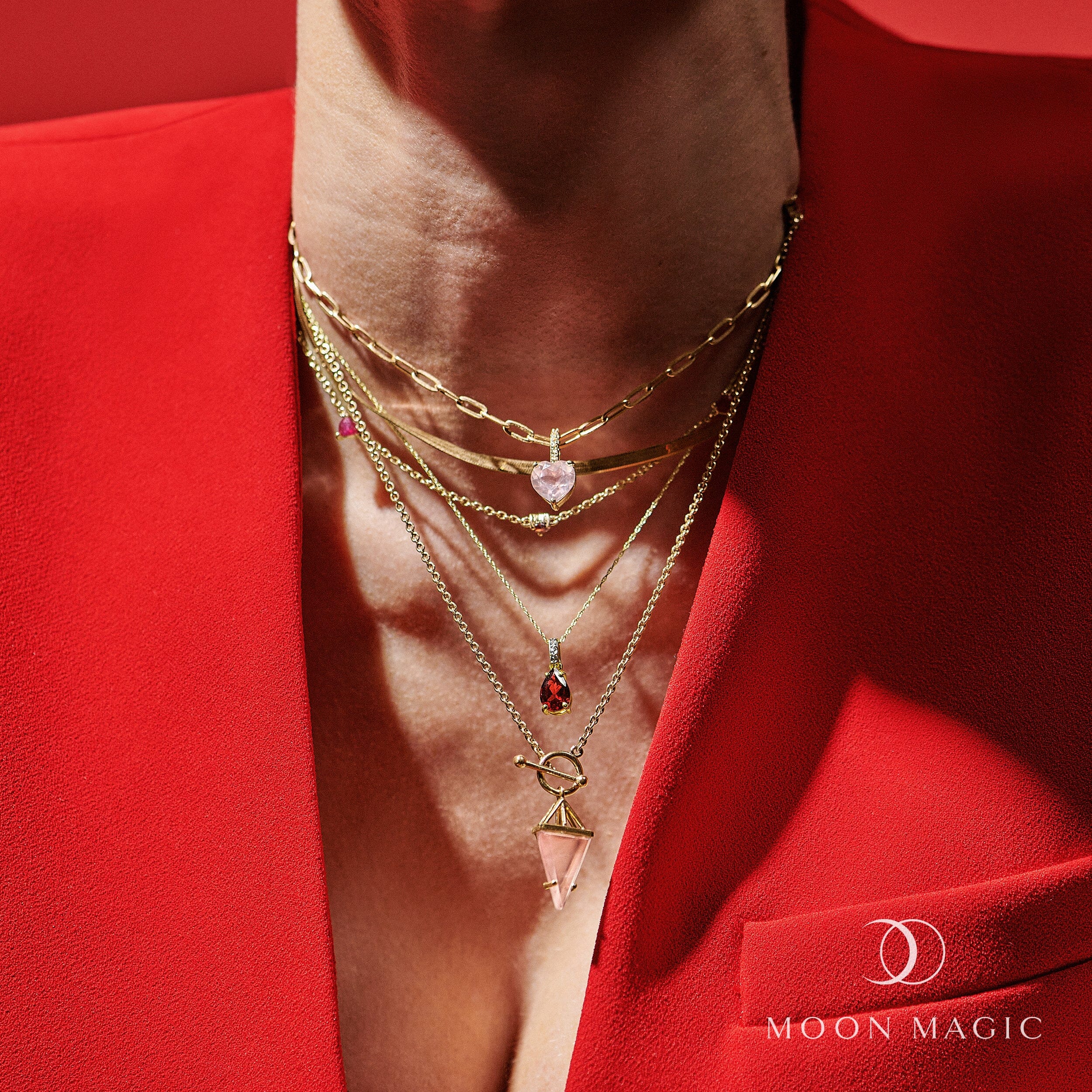 Garnet Diamond Necklace Sway - January Birthstone - Image 17