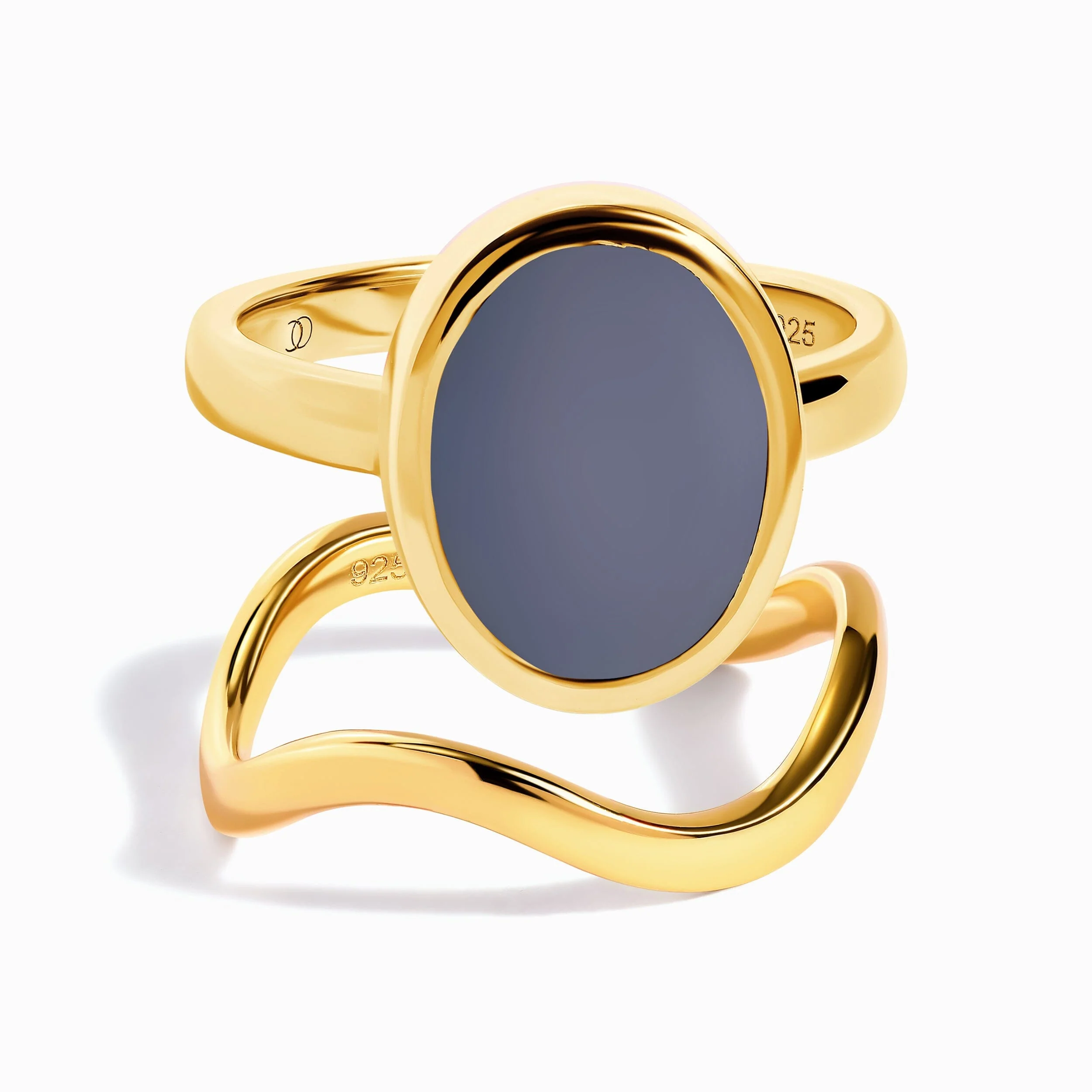 Grey Agate Enfolded Ring & Waves Band - Image 5