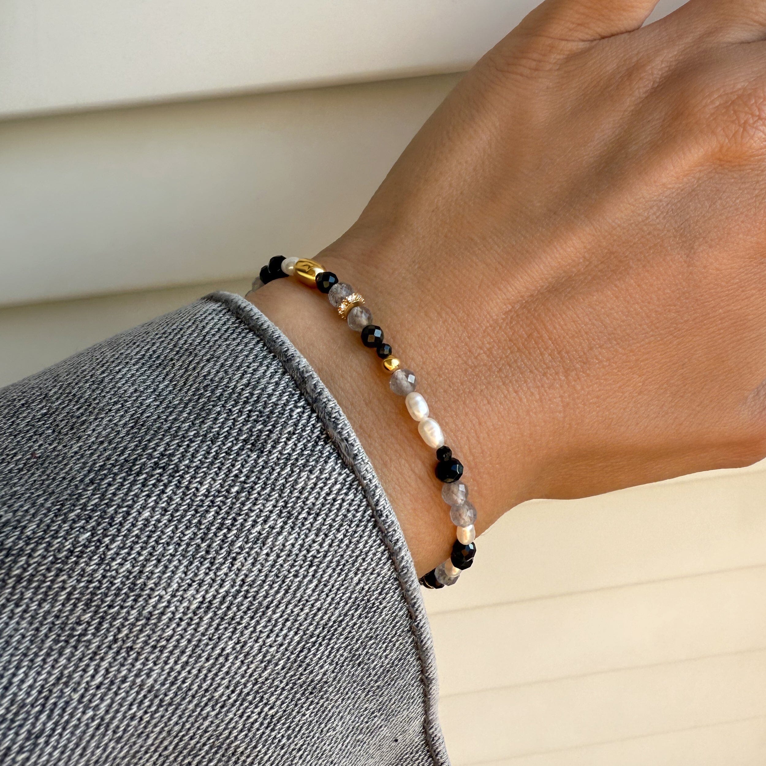 Labradorite Black Obsidian Beads Bracelet - Soft Armor - Image 6