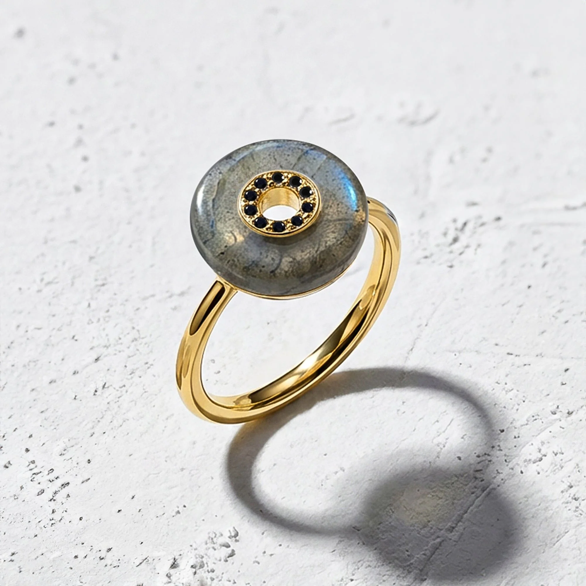Labradorite Black Spinel Fidget Ring - Liora - Image 5