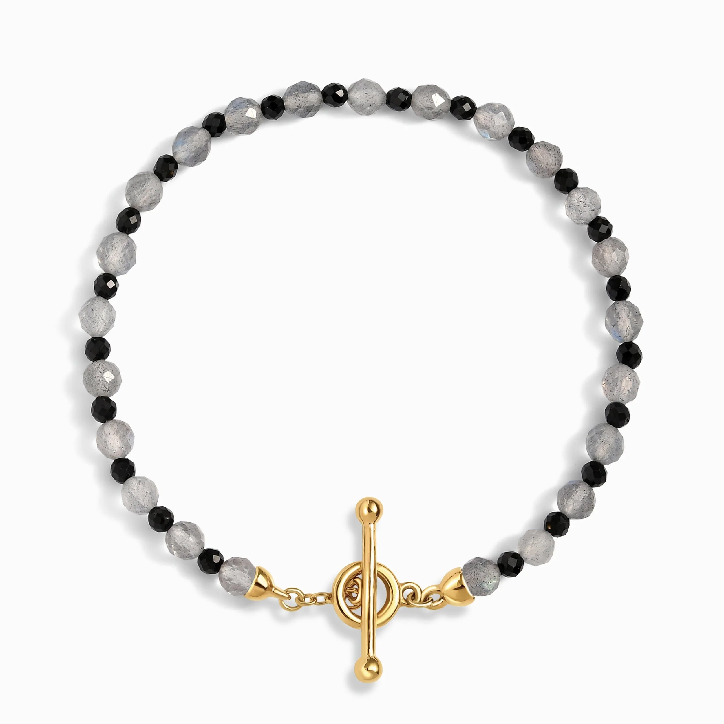 Labradorite Black Spinel T-Lock Beads Bracelet - Power Shield - Image 5