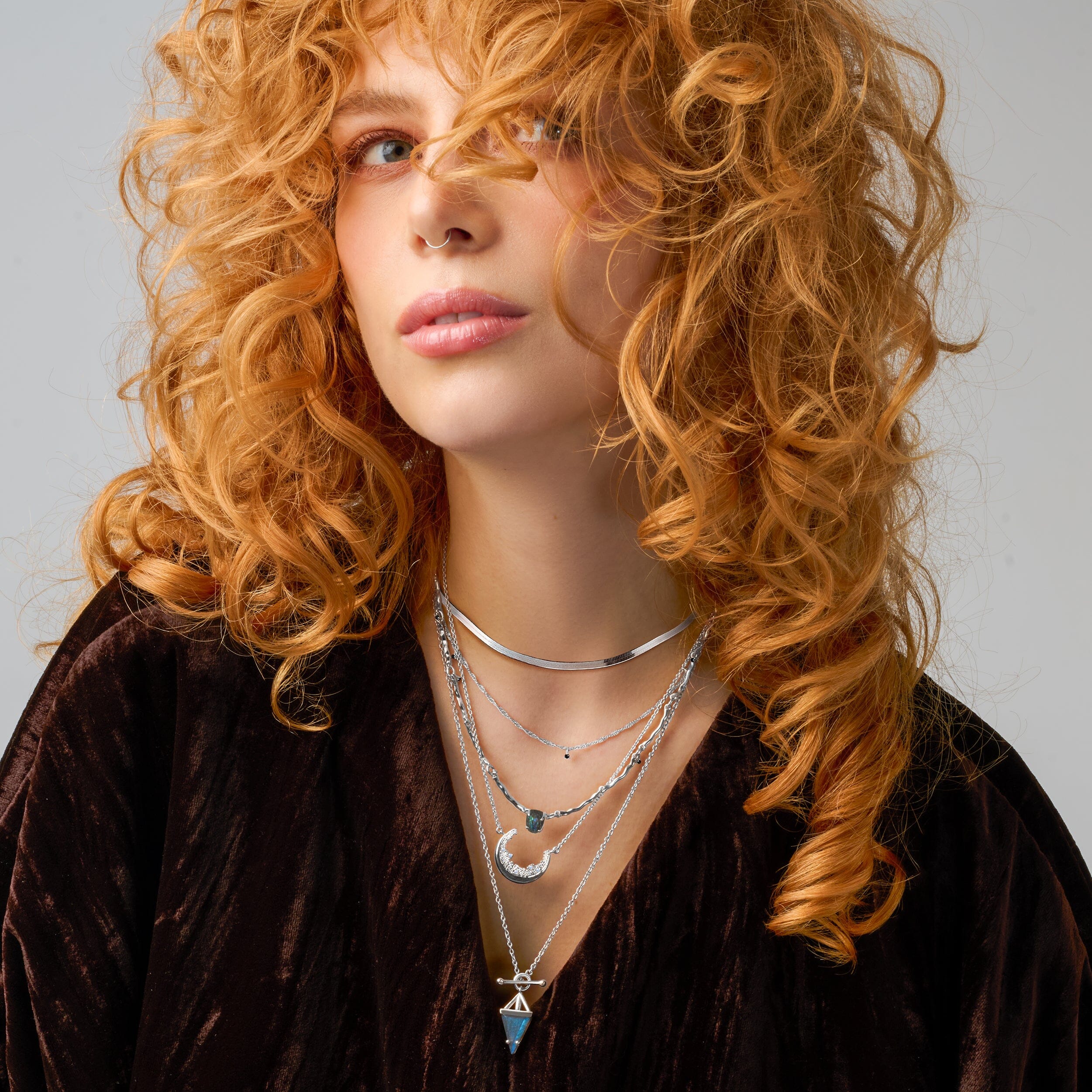 Labradorite Flowing Necklace & Herringbone Chain - Image 9