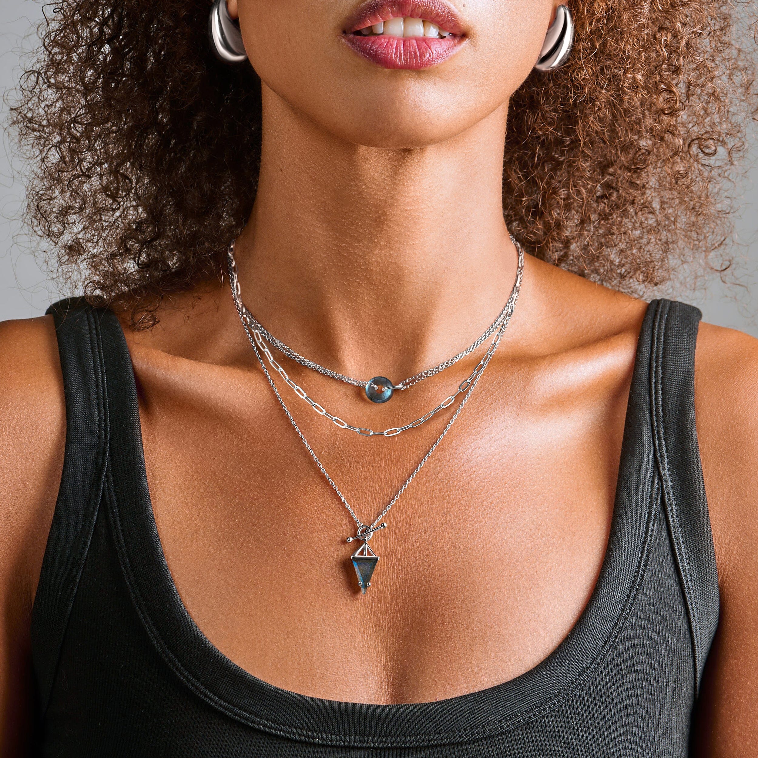 Labradorite Heroine T-Lock & Oura Necklaces & Widelink Chain - Image 2