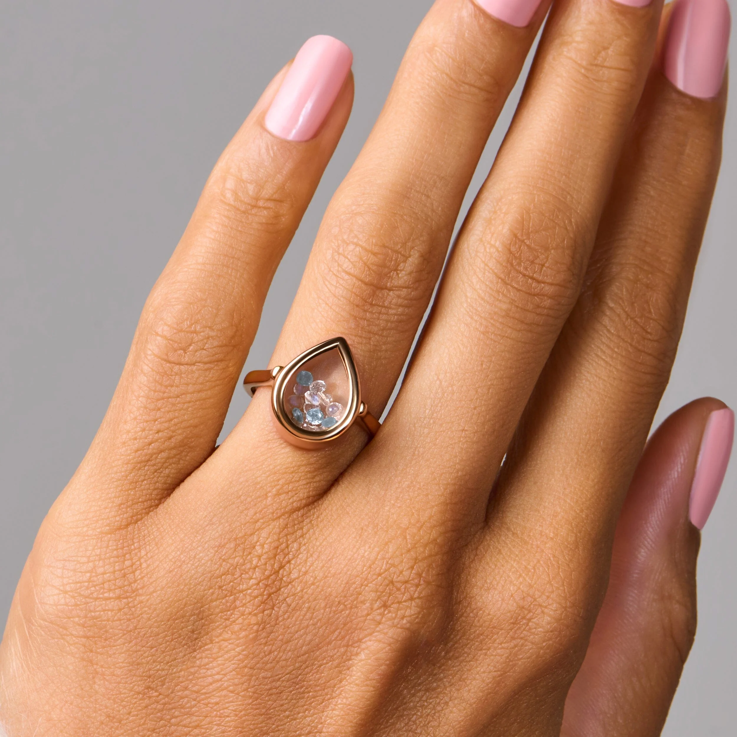 Moonstone Aquamarine Ring - Gem Glide - Image 5