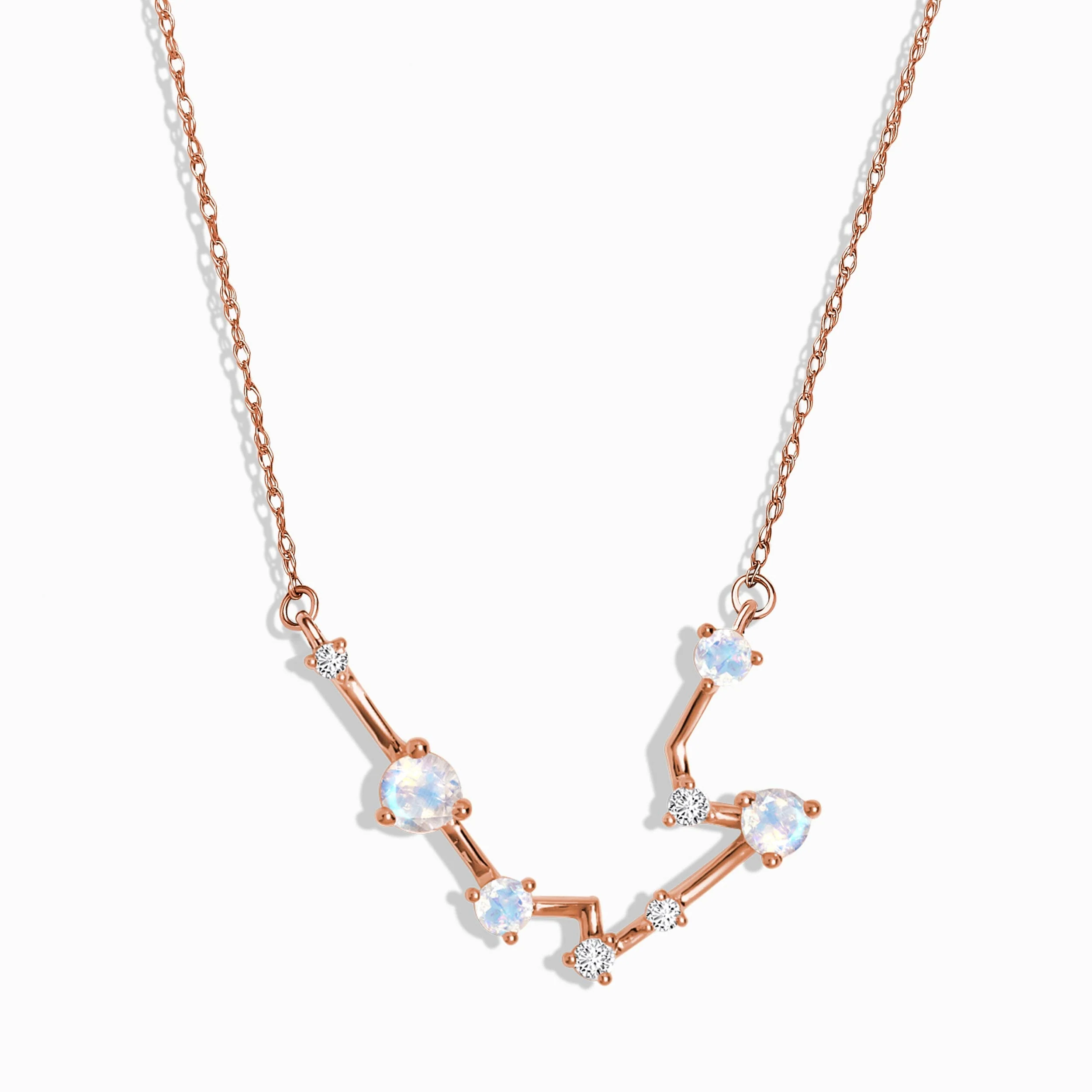 Moonstone Diamond Necklace - Aquarius Zodiac Constellation - Image 3