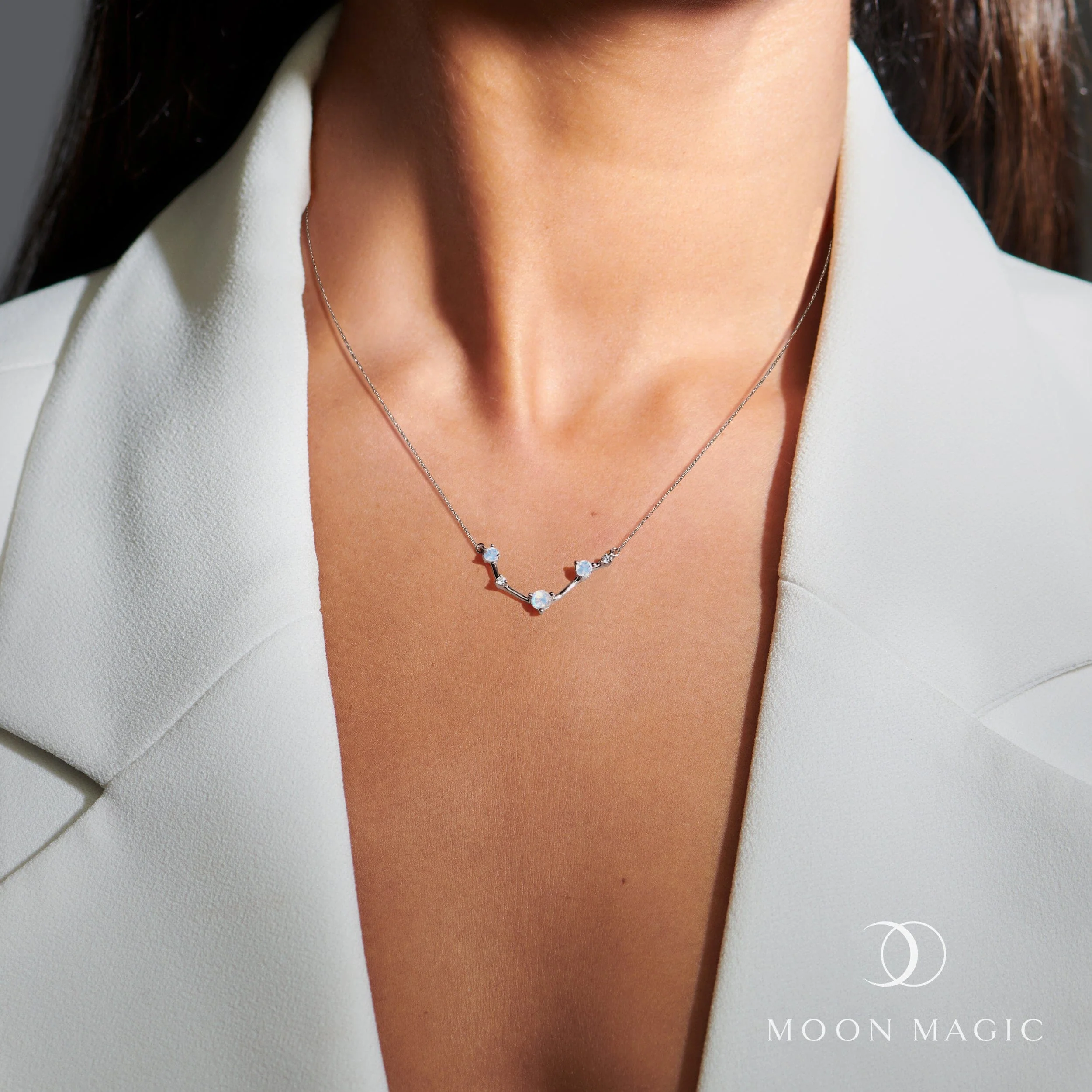 Moonstone Diamond Necklace - Aries Zodiac Constellation - Image 2