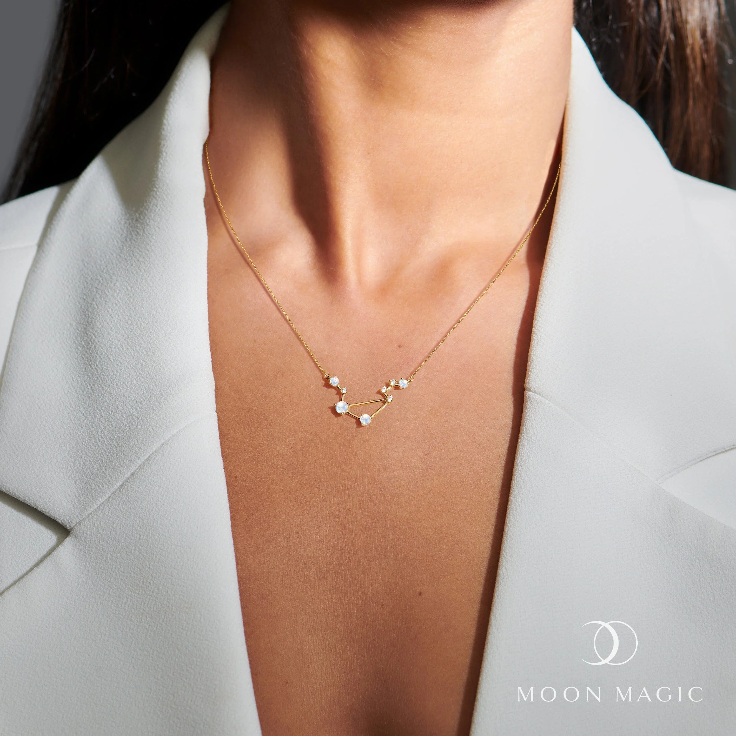 Moonstone Diamond Necklace - Libra Zodiac Constellation - Image 8