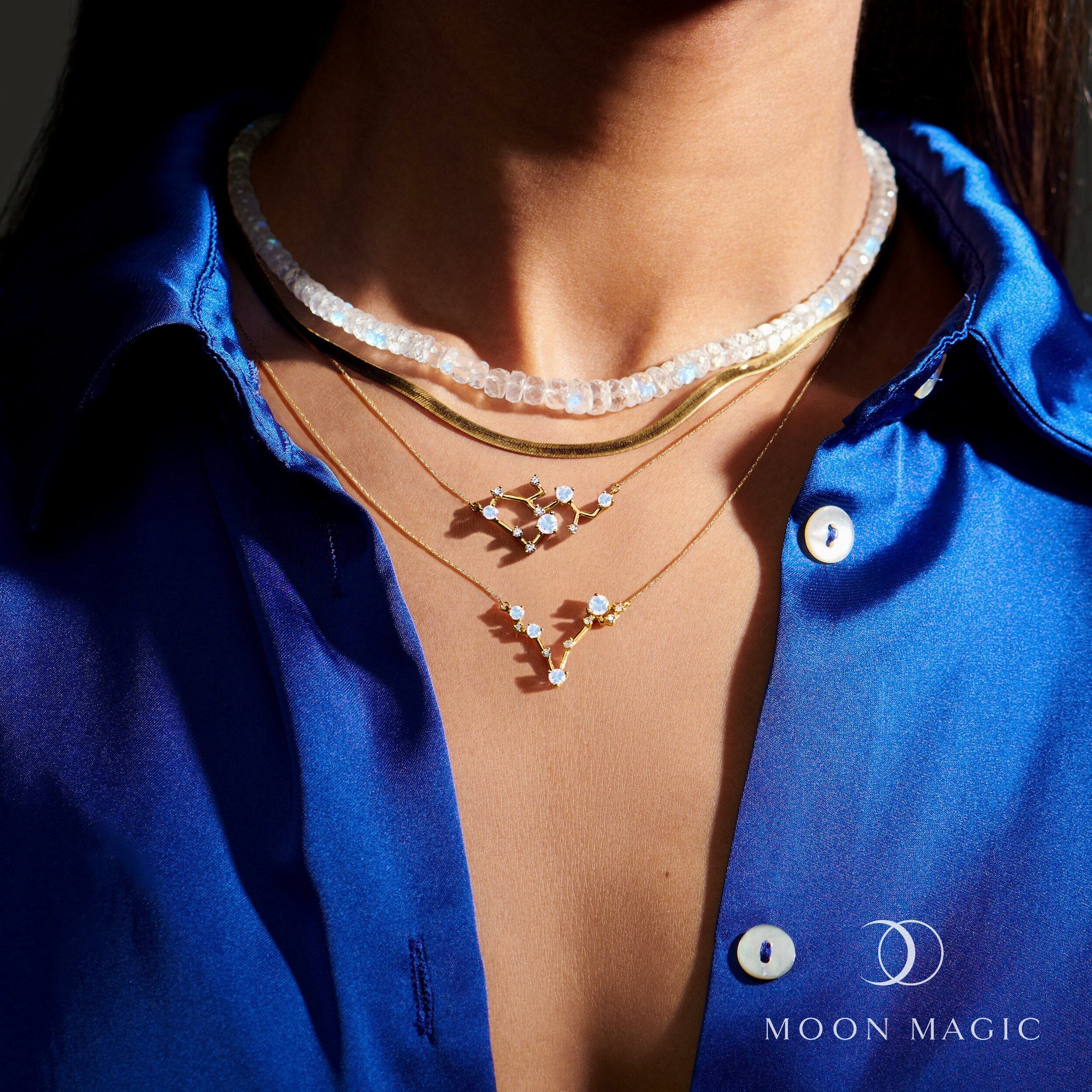 Moonstone Diamond Necklace - Sagittarius Zodiac Constellation - Image 19