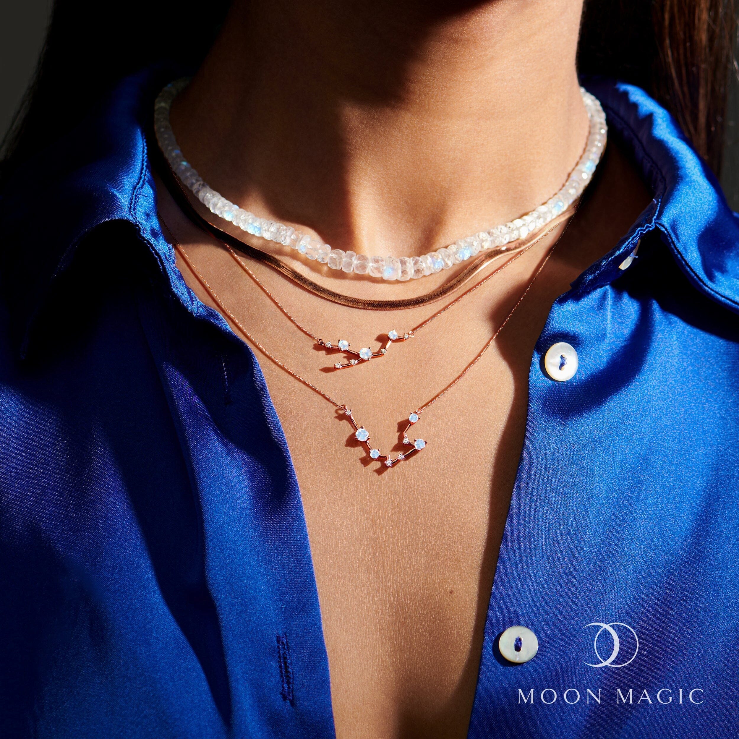 Moonstone Diamond Necklace - Taurus Zodiac Constellation - Image 13
