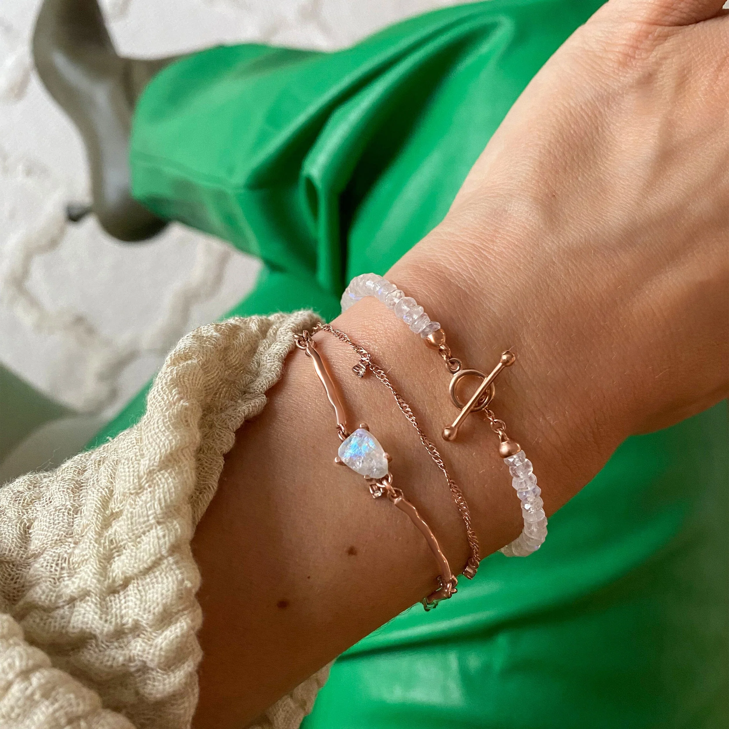 Moonstone Bracelet Stack - Energy Flow - Image 6