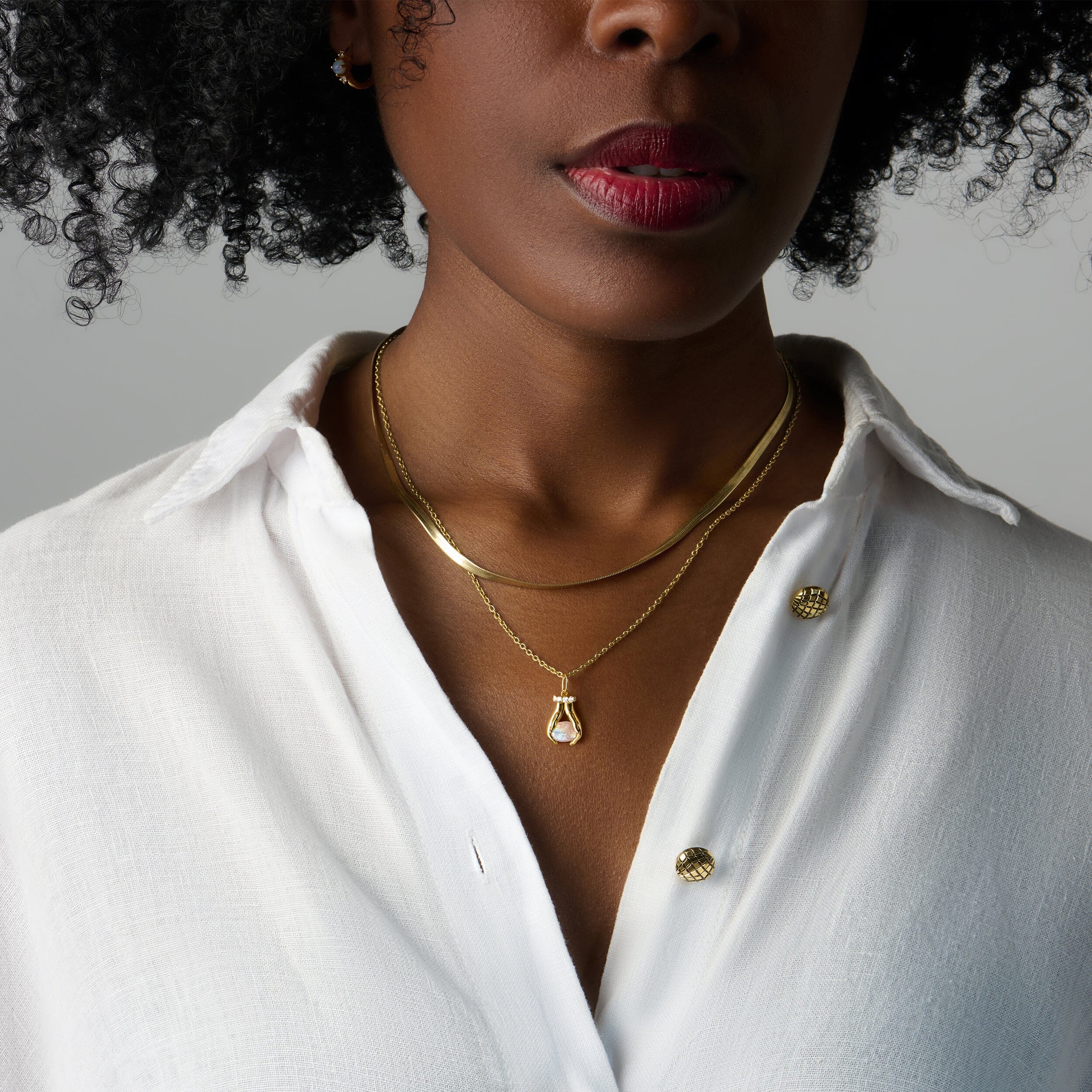 Moonstone Necklace - Hold The Energy & Herringbone Chain - Image 6