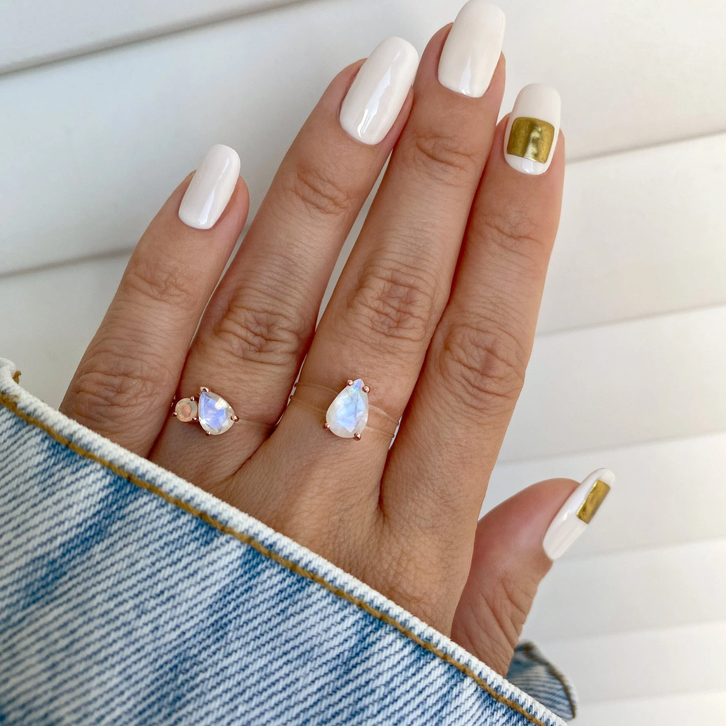 Moonstone & Opal Toi Et Moi & Sway Floating Rings - Image 4