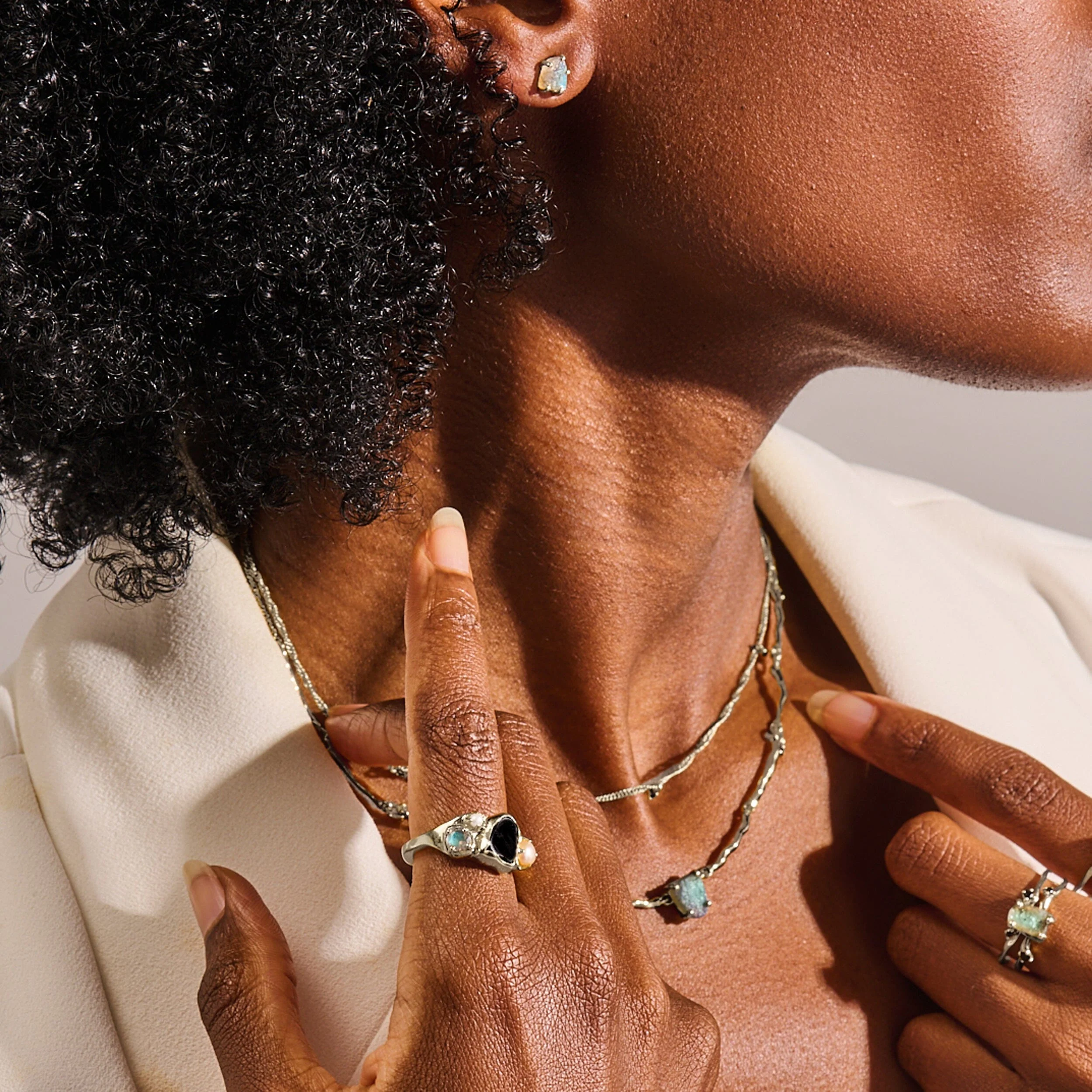Raw Crystal Earrings - Celestial Labradorite - Image 8