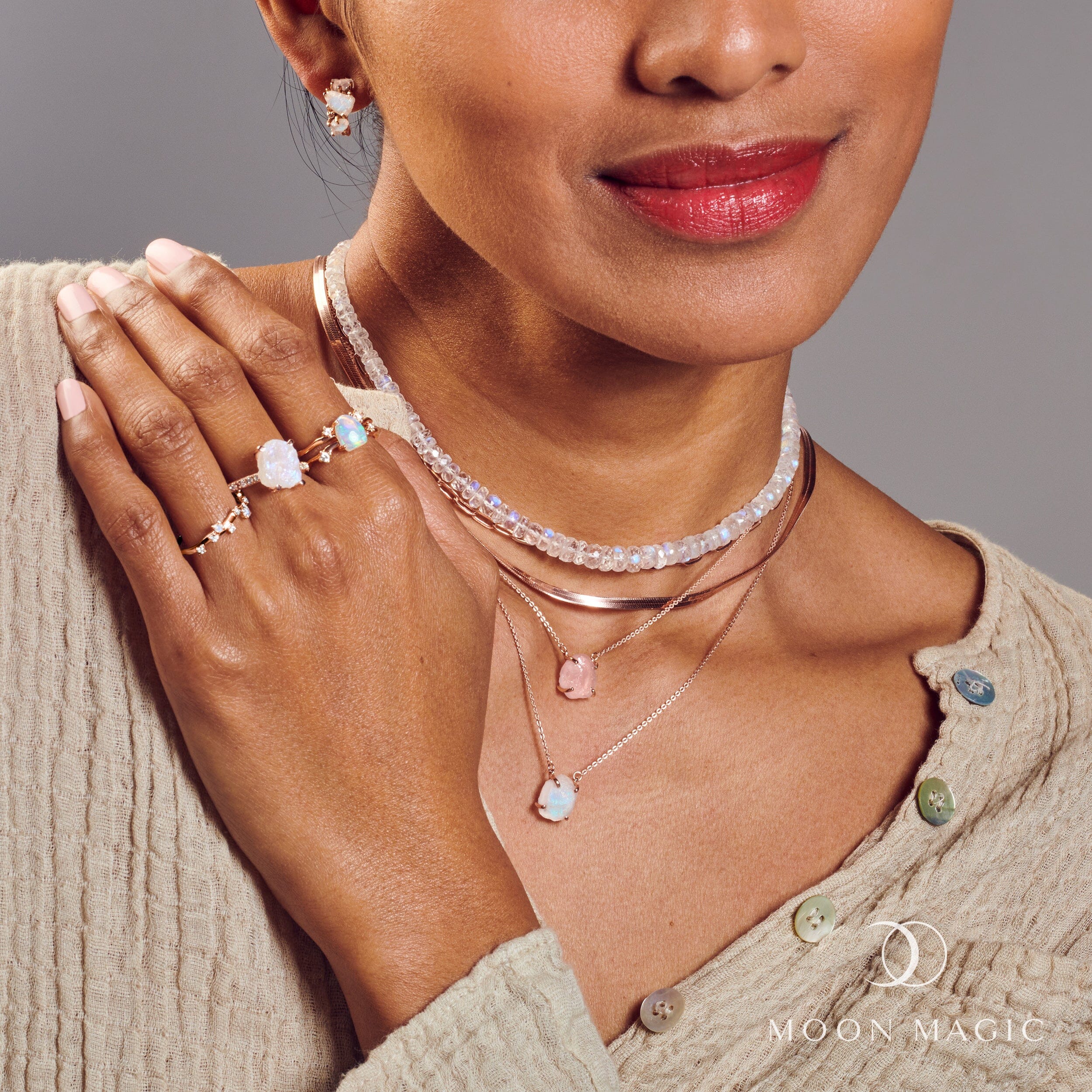 Raw Crystal Necklace - Moonstone 'Intuition' - Image 11