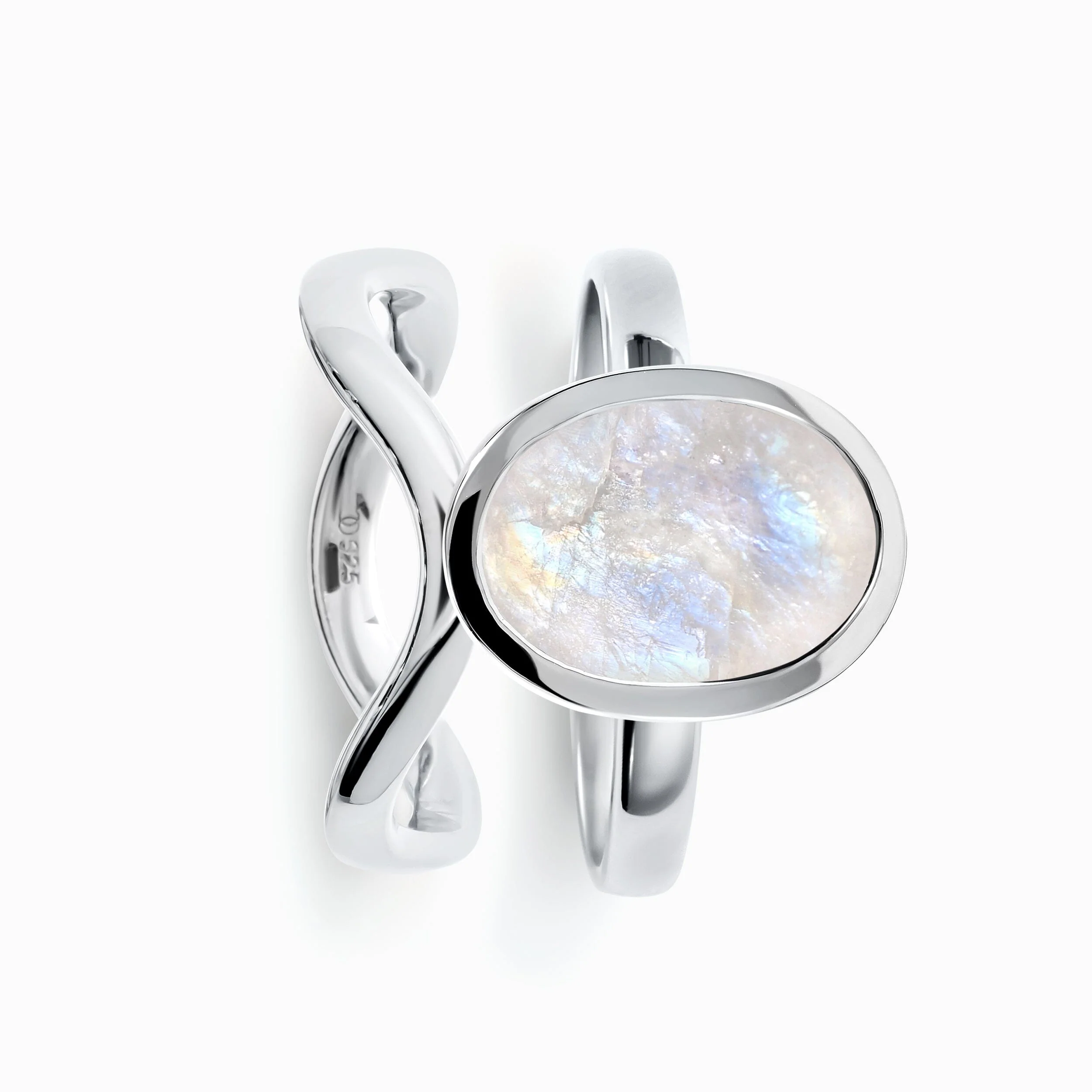 Raw Moonstone Enfolded Ring & Waves Band