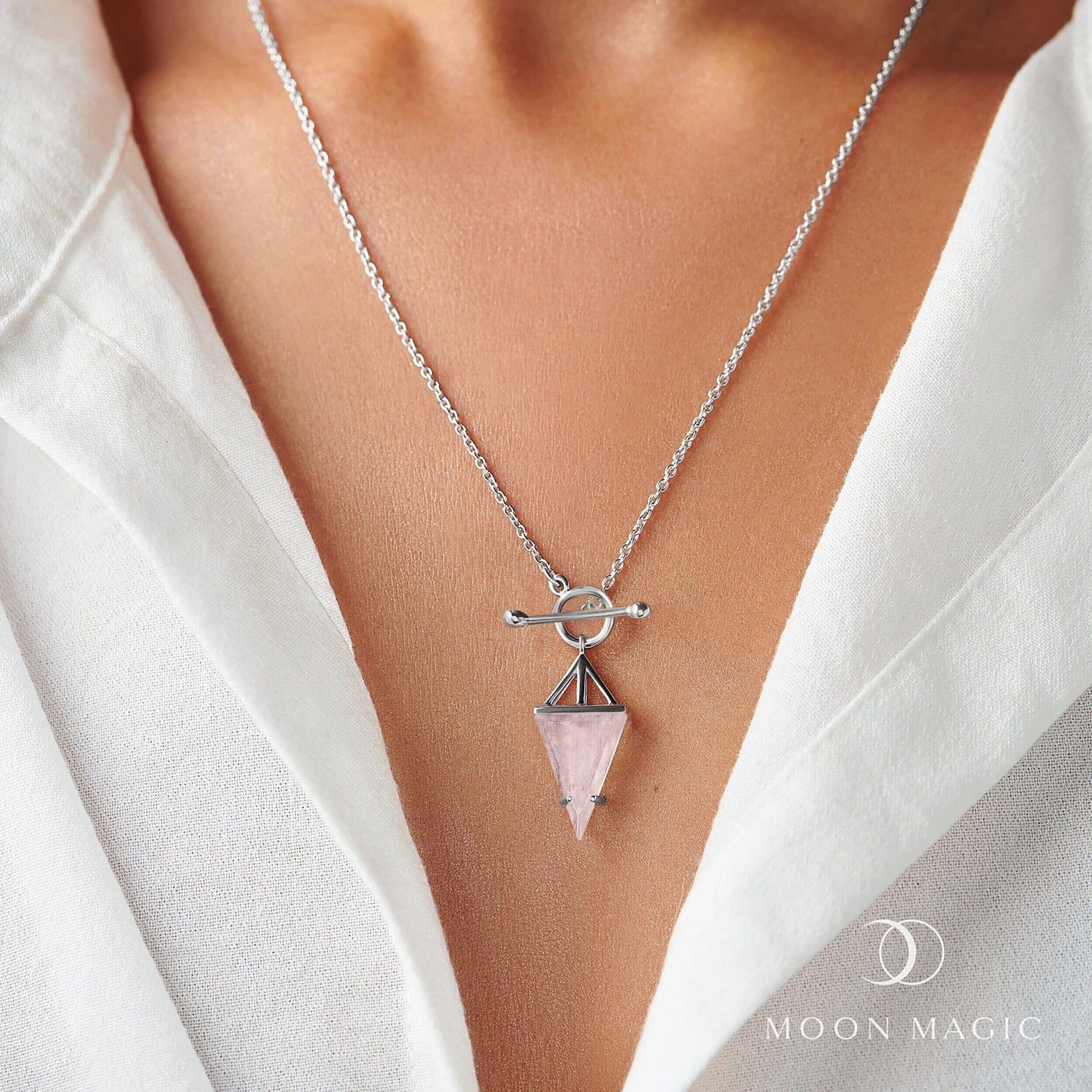Rose Quartz Necklace - Heroine T-Lock - Image 4