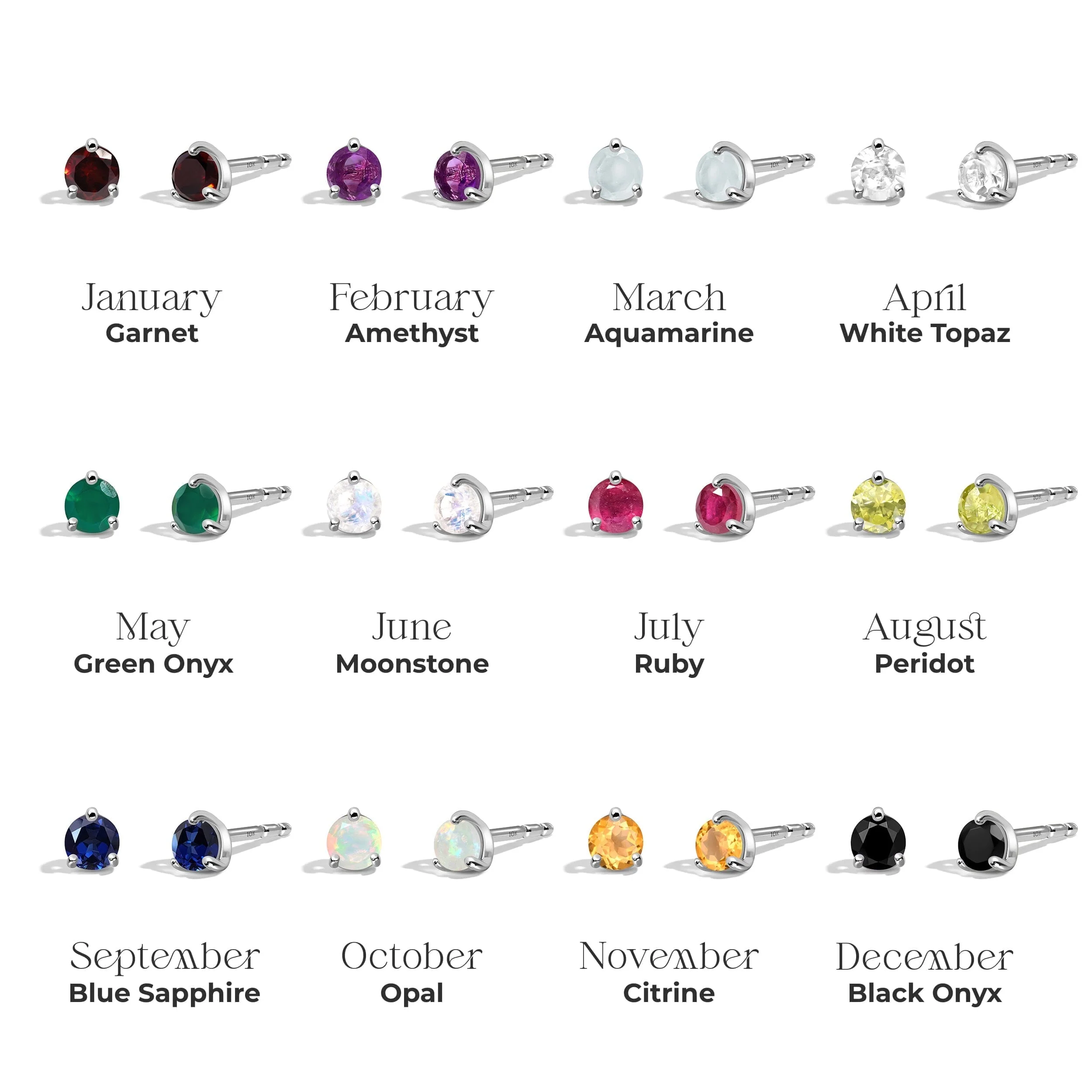 Zodiac Birthstone Diamond Studs - Capricorn Garnet - Image 10